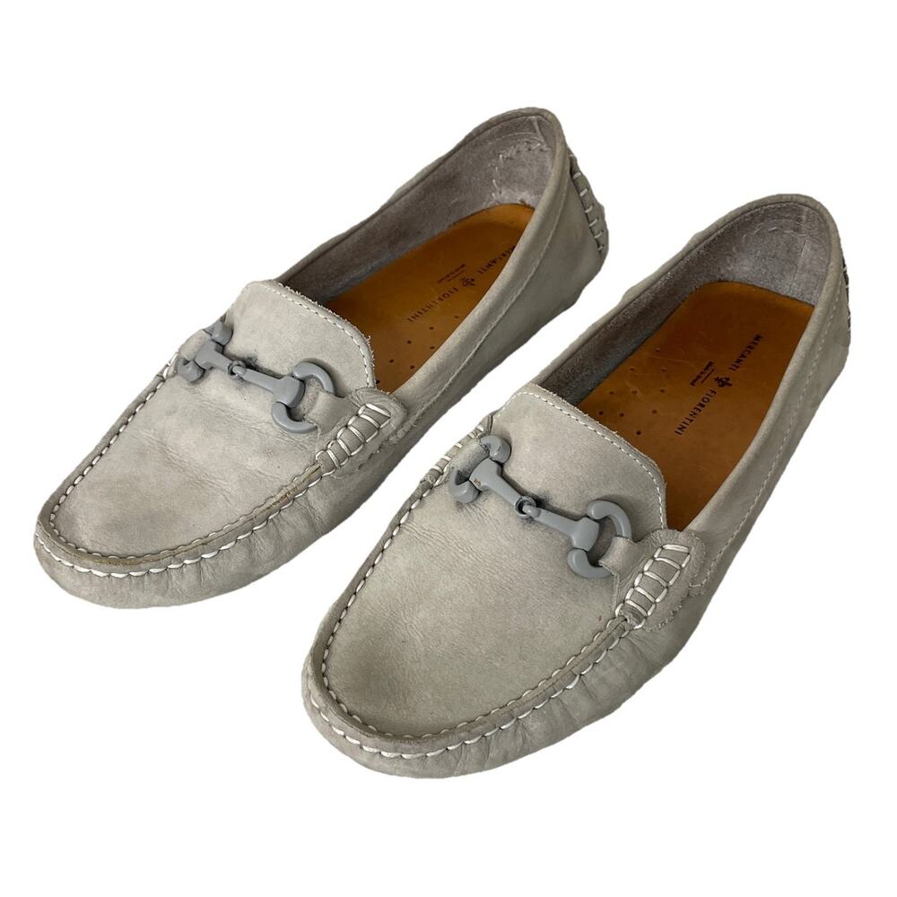 Mercanti Fiorentini Horse Bit Driving Loafers Gray Suede Leather Moccasins 8.5 B